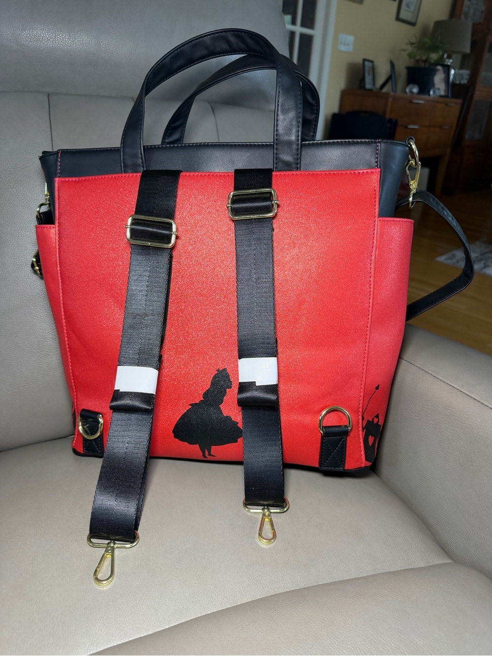 Loungefly RARE Disney Alice in Wonderland Convertible Backpack/Tote Bag Like New - Picture 5 of 8